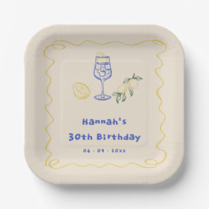 Handgezeichneter Sommererult 30. Geburtstag Pappteller