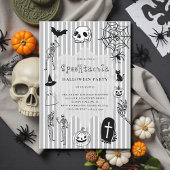 handgezeichneter Spaß Skeleton Pumpkin Spinne Hall Einladung