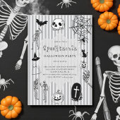 handgezeichneter Spaß Skeleton Pumpkin Spinne Hall Einladung