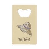 Handgezeichneter Strohhut Beige Geldbeutel Flaschenöffner (Vorderseite)