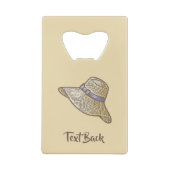 Handgezeichneter Strohhut Beige Geldbeutel Flaschenöffner (Rückseite)