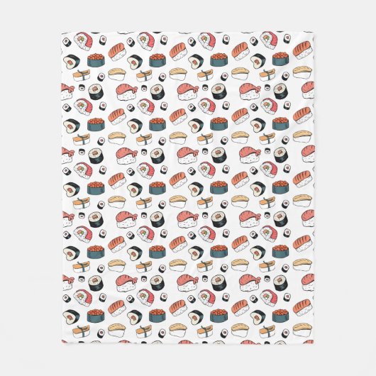 Handgezeichneter Sushi-Mix Fleecedecke (Vorderseite)