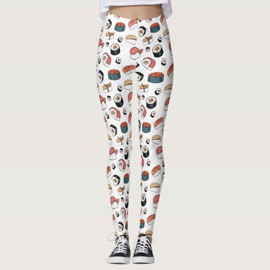 Handgezeichneter Sushi-Mix Leggings (Vorderseite)