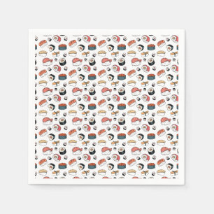 Handgezeichneter Sushi-Mix Serviette