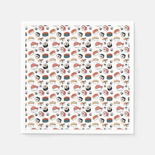 Handgezeichneter Sushi-Mix Serviette (Vorderseite)