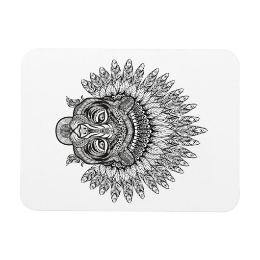 Handgezeichneter Tiger im Stil Magnet (Horizontal)