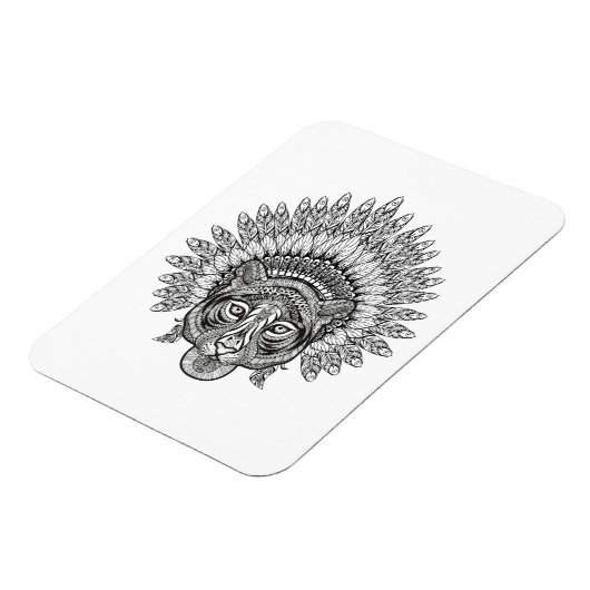 Handgezeichneter Tiger im Stil Magnet (Linke Seite)