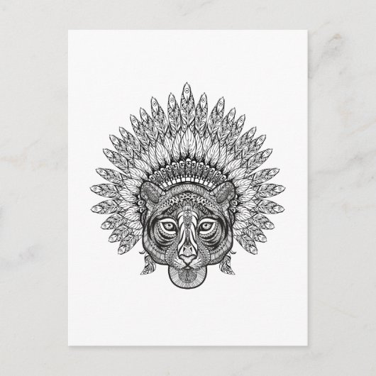 Handgezeichneter Tiger im Stil Postkarte (Vorderseite)