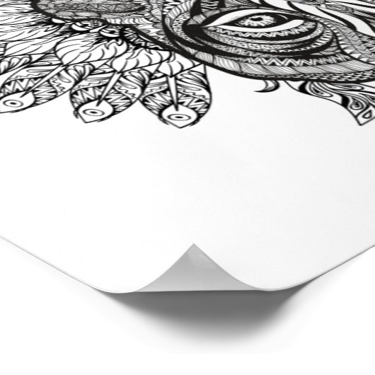 Handgezeichneter Tiger in Stil 2 Poster (Ecke)