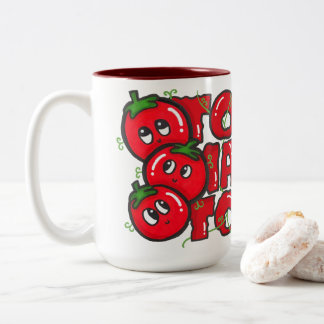 Handgezeichneter Tomaten-Briefstapel-Trio Zweifarbige Tasse