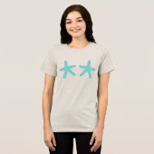 Handgezeichneter Türkiser Seestern Tri-Blend Shirt (Vorderseite voll)
