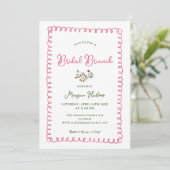 Handgezeichneter Vintager Blumenbrunch Einladung (Stehend Vorderseite)
