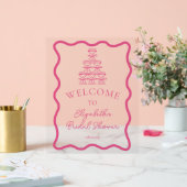 Handgezeichneter Wavy Frame & Champagner Tower Wil Acrylschild (Hochzeit)