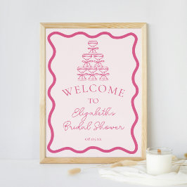 Handgezeichneter Wavy Frame & Champagner Tower Wil Poster