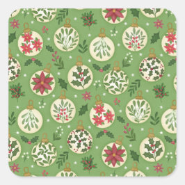Handgezeichneter Weihnachts-Schmuck-Sticker Quadratischer Aufkleber