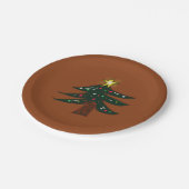 Handgezeichneter Weihnachtsbaum Braun  Pappteller (Schrägansicht)