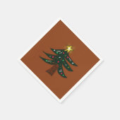Handgezeichneter Weihnachtsbaum Braun Serviette (Ecke)