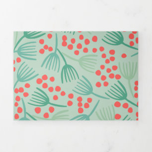 Handgezeichneter Weihnachtsbaum Evergreen Pine Nee Dreifach Gefaltete Urlaubskarte