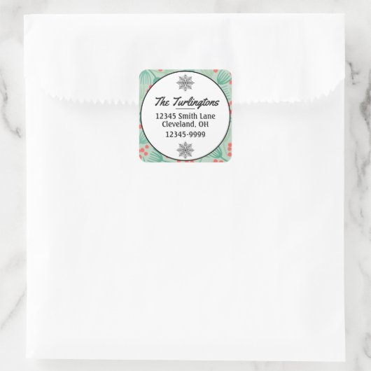 Handgezeichneter Weihnachtsbaum Evergreen Rücksend Quadratischer Aufkleber (Tasche)