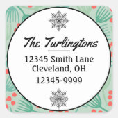 Handgezeichneter Weihnachtsbaum Evergreen Rücksend Quadratischer Aufkleber (Vorderseite)