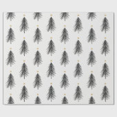 Handgezeichneter Weihnachtsbaum in Schwarz und Gol Geschenkpapier (Flach)