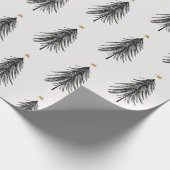 Handgezeichneter Weihnachtsbaum in Schwarz und Gol Geschenkpapier (Ecke)