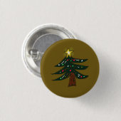 Handgezeichneter Weihnachtsbaum mit Stern  Button (Vorne & Hinten)