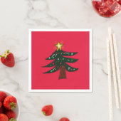 Handgezeichneter Weihnachtsbaum Rot Serviette (Beispiel)