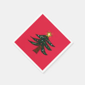 Handgezeichneter Weihnachtsbaum Rot Serviette (Ecke)