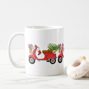 Handgezeichneter Weihnachtsscooter mit Geschenken Kaffeetasse