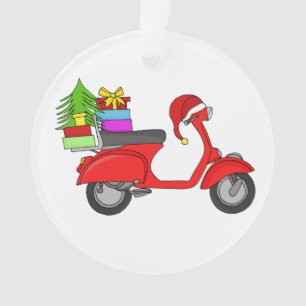 Handgezeichneter Weihnachtsscooter mit Geschenken Ornament