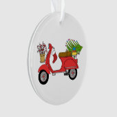 Handgezeichneter Weihnachtsscooter mit Geschenken Ornament (Vorderseite)