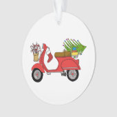 Handgezeichneter Weihnachtsscooter mit Geschenken Ornament (Vorderseite)