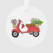 Handgezeichneter Weihnachtsscooter mit Geschenken Ornament (Vorderseite)