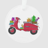 Handgezeichneter Weihnachtsscooter mit Geschenken Ornament (Vorderseite)