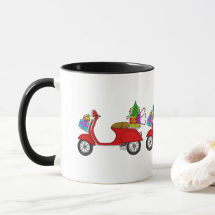 Handgezeichneter Weihnachtsscooter mit Geschenken  Tasse