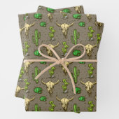 Handgezeichneter Western Bull Skull Wüste Kaktus P Geschenkpapier Set (Beispiel)