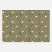 Handgezeichneter Western Bull Skull Wüste Kaktus P Geschenkpapier Set (Vorderseite 3)