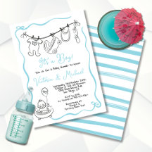 Handgezeichneter whimsical Baby Shower Clothesline