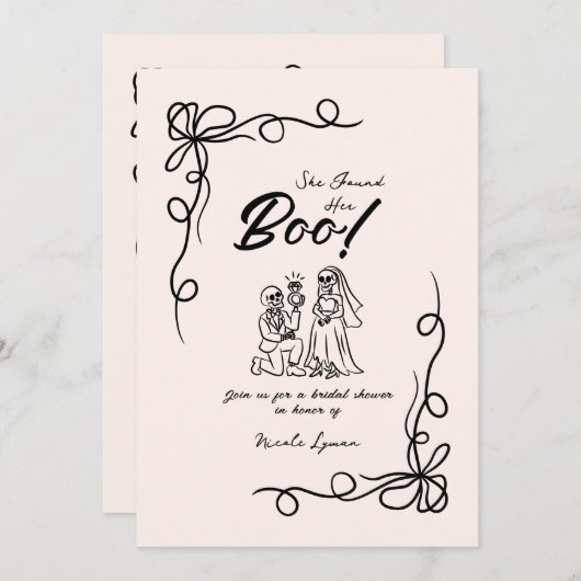 Handgezeichneter Whimsical Halloween Brautparty In Einladung (Vorne/Hinten)