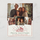 Handgezeichneter Whimsical Weihnachtswagen 4 Foto Feiertagspostkarte (Vorderseite)