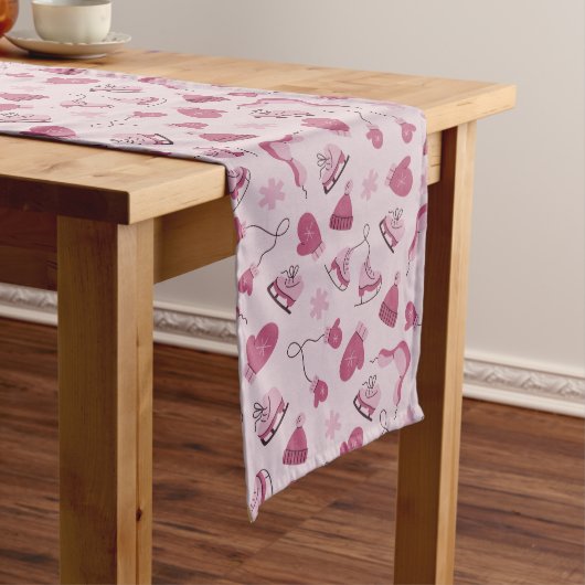 Handgezeichneter Winter Muster Rosa Tischläufer (Beispiel)