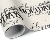 Handgezeichneter Winter Schlittelschreiber Urlaub Geschenkpapier (Rolleneckpunkt)