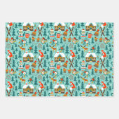 Handgezeichneter Winter Skiing Wilde Tiere Naturge Geschenkpapier Set (Vorderseite 3)