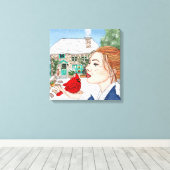 Handgezeichneter Wintertag, englische Hütte Leinwanddruck (Insitu (Holzboden))