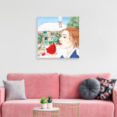 Handgezeichneter Wintertag, englische Hütte Leinwanddruck (Insitu (Wohnzimmer))