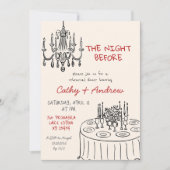 Handgezeichnetes Abendessen am Abend vor der Probe Einladung (Vorderseite)