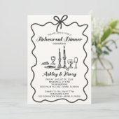 Handgezeichnetes Abendessen bei Hochzeitsfeier Pro Einladung (Stehend Vorderseite)