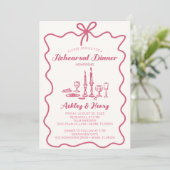 Handgezeichnetes Abendessen bei Hochzeitsfeier Pro Einladung (Stehend Vorderseite)