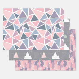 Handgezeichnetes, abstraktes Design, Berge, grau,  Geschenkpapier Set